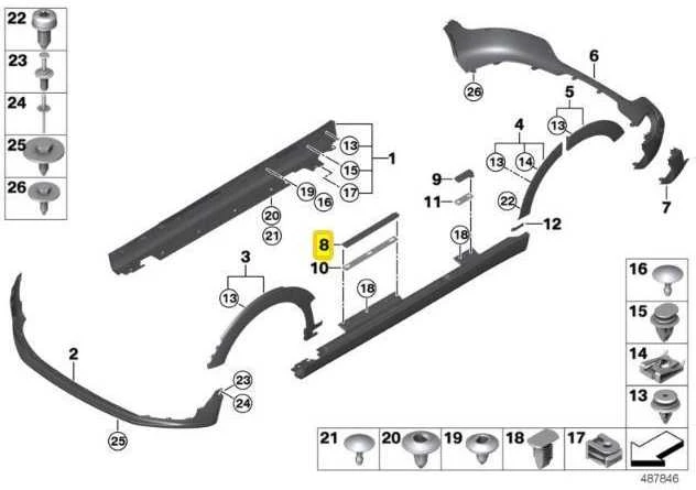 BMW MINI F55 priekinių durų slenksčio dangtelis Originalus 51777374896