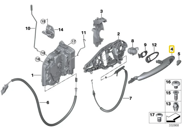 BMW Mini F56 F55 F54 F57 F60 Kairio Durų Rankena Originalus 51217434535