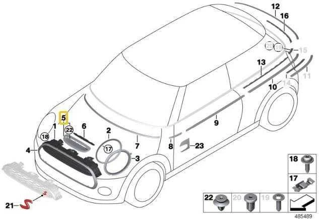 BMW Mini F56 F55 F54 F57 oro įsiurbimo angos dangtelis originalus 51137376052