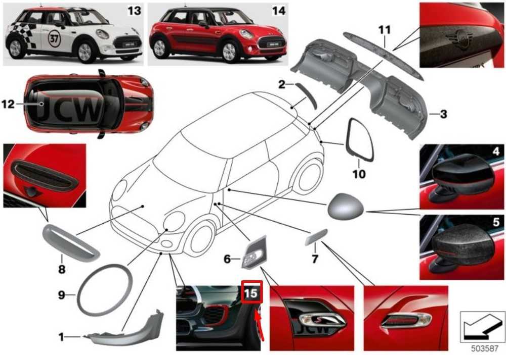 BMW MINI F56 F55 F57 JCW Originalūs akcentiniai lipdukai priekiniam buferiui 51142468932