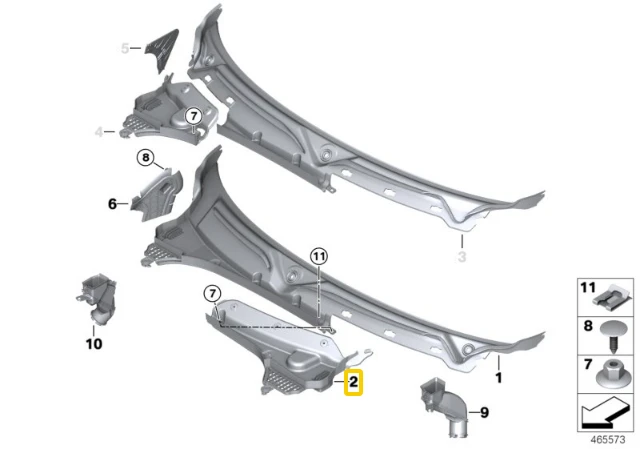 Bmw Mini F56 F55 F57 Kairysis Vėjo Kanalo Danga Originalus 51717305493