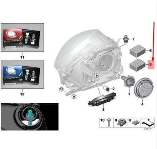 BMW MINI priekinių žibintų laikiklių rinkinys 63117383206 Originalus