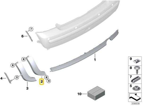 BMW MINI R50 galinio apatinio bamperio apdailos spoileris kairysis originalus 51126800204