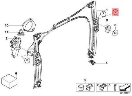 BMW MINI R50 R52 Remonto rinkinys Langų pakėlėjas Originalus 51337177925