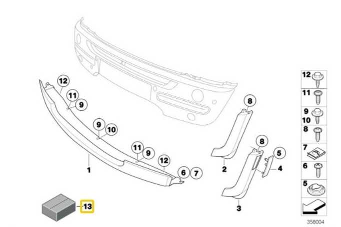 BMW Mini R50 R53 Cabrio R52 priekinio bamperio spoilerio aparatūros rinkinys originalus 51112311958