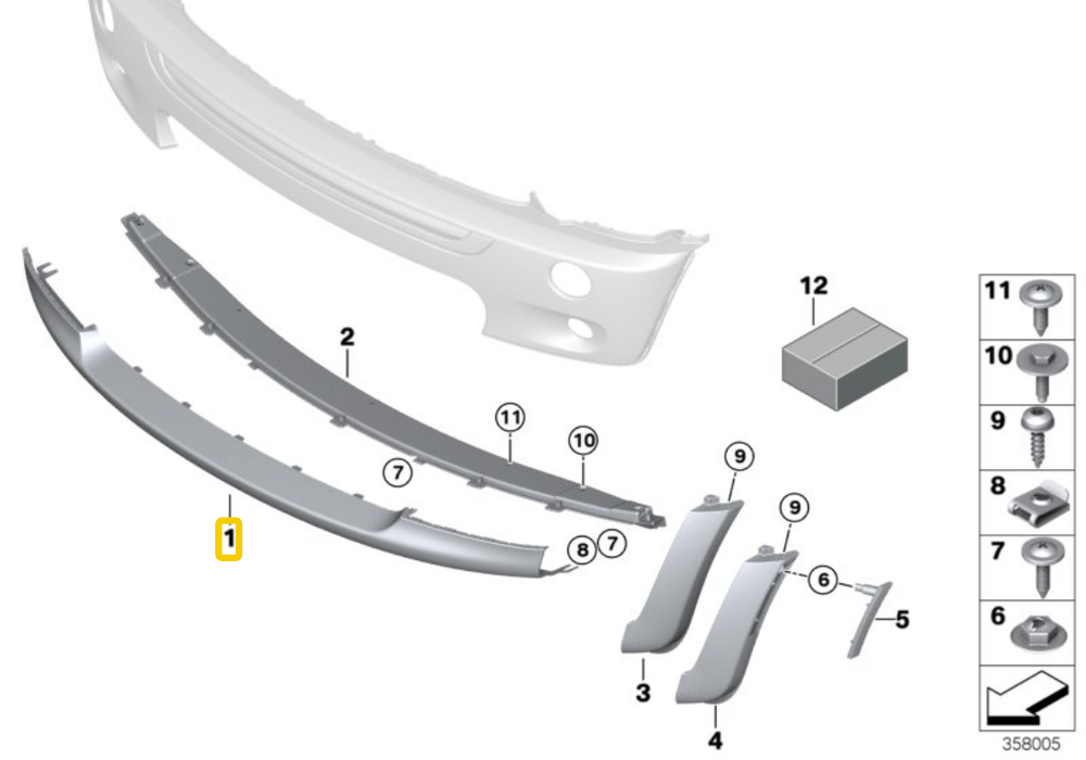 BMW MINI R52 R53 Priekinio bamperio apatinis spoileris originalus 51117130315