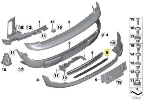 BMW MINI R55 galinio bamperio centrinės grotelės Originalus 51127260560
