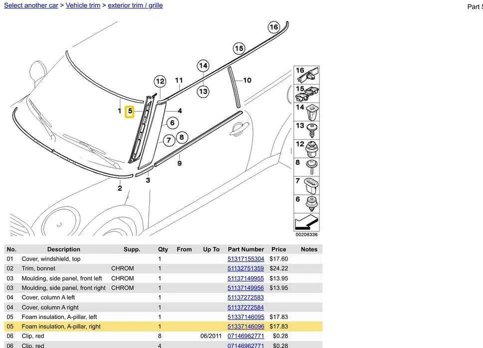 BMW MINI R55 R56 Putų izoliacija, A statramstis, dešinysis originalus 51337146096