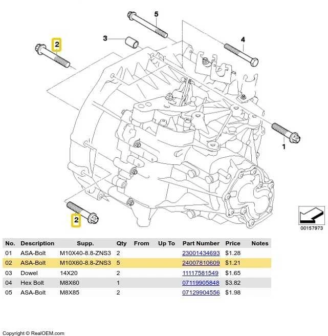 BMW MINI R55 R56 R57 R58 R59 Pavarų dėžės tvirtinimo varžtas M10X60 24007810609 Originalus