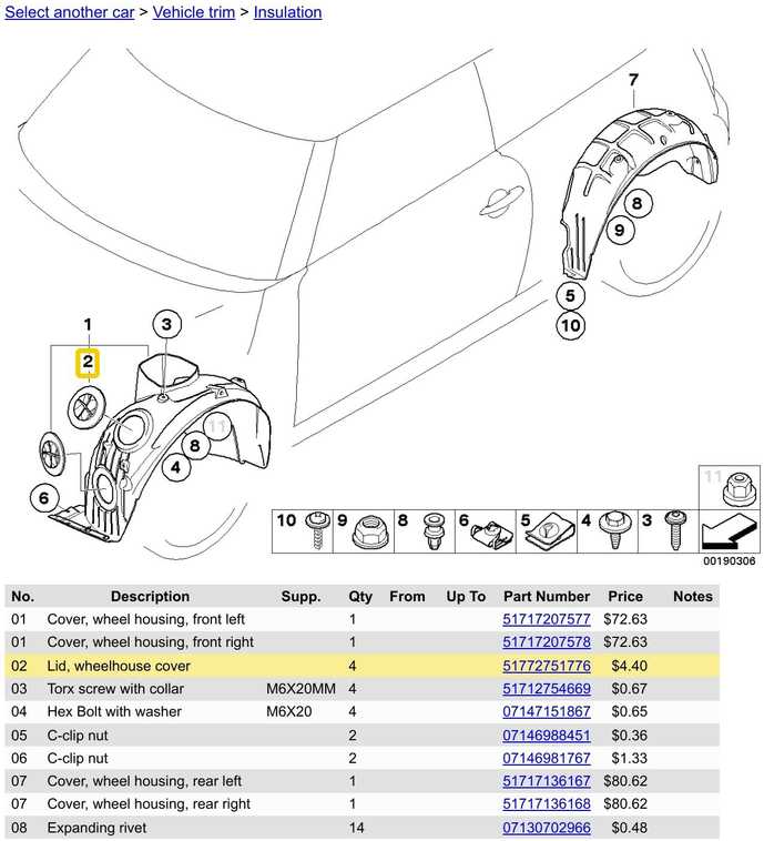 BMW MINI R55 R56 R57 R58 R59 Ratų arkos prieigos dangtelis originalus 51772751776