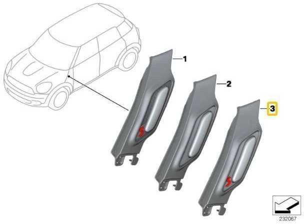 BMW MINI R60 bagažinės posūkio signalo apdaila dešinėje pusėje Originali 51139807464