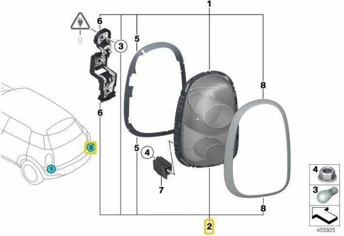 BMW MINI R60 galinis kairės pusės galinis žibintas Originalus 63219808149
