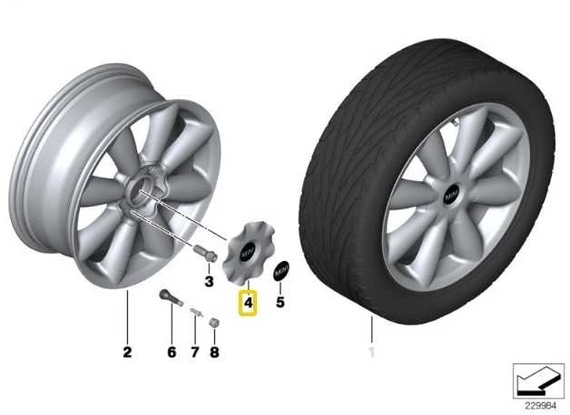 BMW MINI R60 R61 Stebulės dangtelis baltas 36109804381