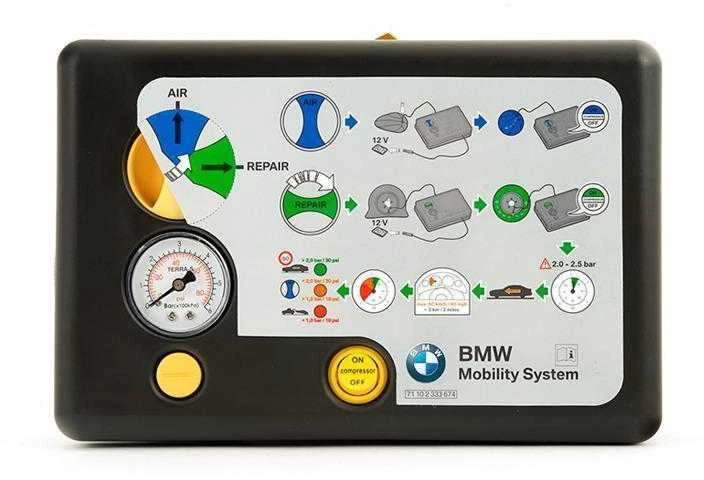 BMW Mobility Set padangų remonto rinkinys su kompresoriumi 71102333674 Originalus
