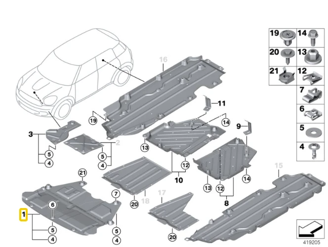 Bmw Motorraumabschirmung Mini Countryman R60 Paceman R61 2010 2016 Originalus 51759807730