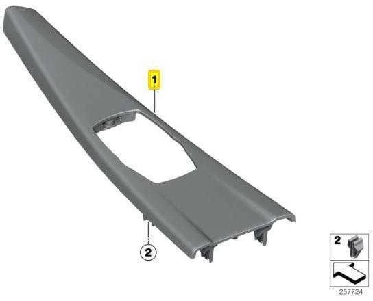 BMW NAUJA ORIGINALI 3 4 F30 F31 F32 F34 CENTRINĖ SATINO SIDABRO KONSOLES APDAILA RHD