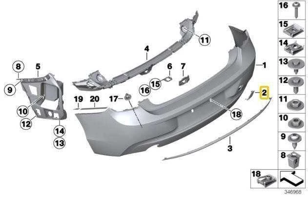 BMW NAUJA ORIGINALI F20 F21 1 SERIJOS GALINIO BUFERIO TRAUKIMO AKIES KAPOTĖLIO DANGTELIO APDAILA 7293548