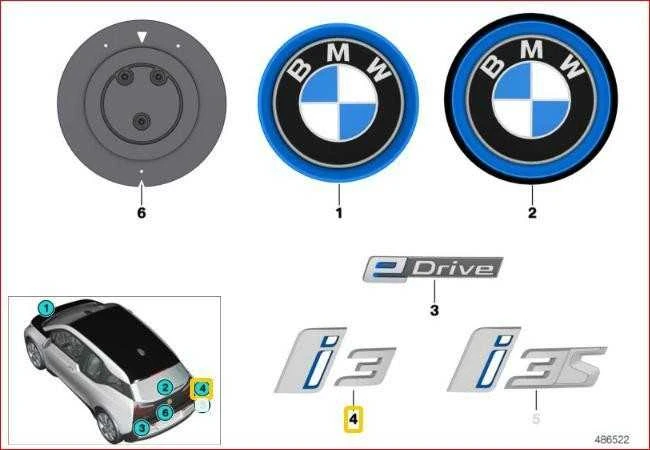 BMW NAUJA ORIGINALI I3 I01 SERIJOS GALINĖS DURYS I3 ŽENKLAS EMBLEMA 7306457
