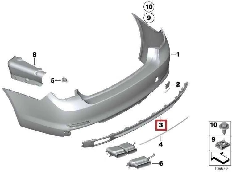 BMW NEW GENUINE 7 SERIES F01 F02 760i REAR BUMPER TRIM PANEL DIFFUSER 7209922