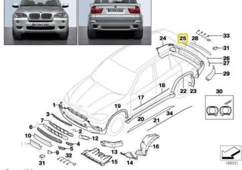 BMW Originalus Galinis Dažų Apsaugos Folija Juoda Dažų Danga X5 E70 LCI 51127901996