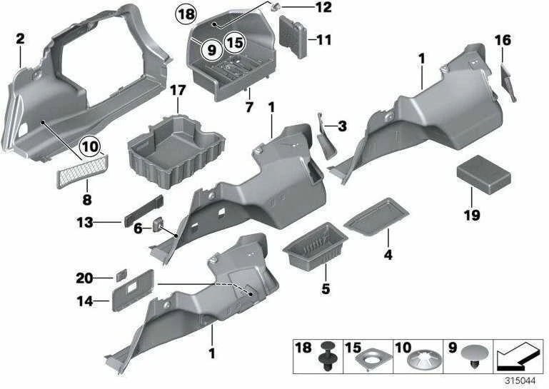 BMW Originalus Kairysis Saugojimo Dėklas Lentynėlė Krovinių Skydo E90 E92 LCI 51477139049
