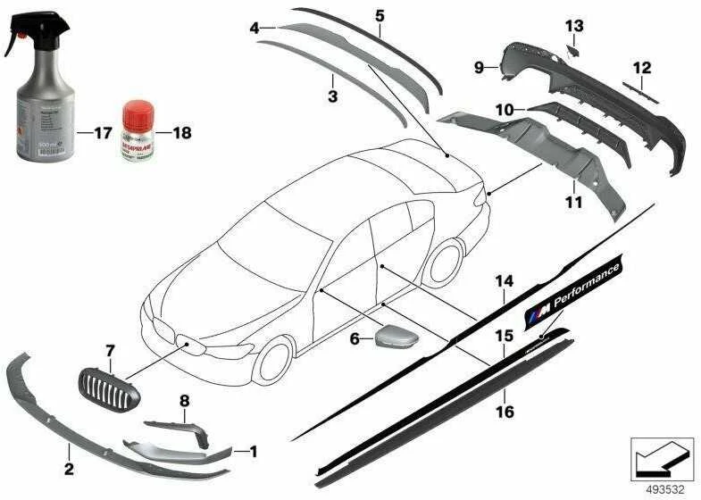 BMW Originalus M Performance Dešinės Kairės Akcento Juostos Filmas 51142432164