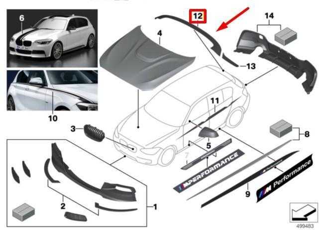 BMW Originalus M Performance Galinis Stogo Spoileris Sparnas Juodas Matinis Serija 1 51622211888
