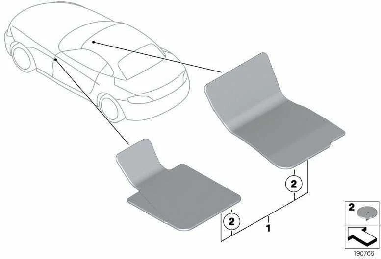 BMW Originalūs pritaikyti velūro grindų kilimėliai juodi E89 Z4 51477222158