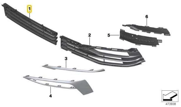 Bmw Oro Grillio Įpučiamo Oro Centras 5 G30 G31 Originalus 51117385268