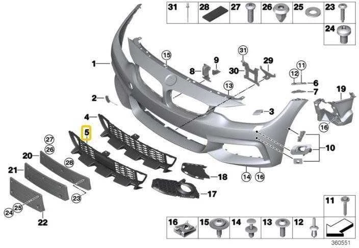 Bmw Oro Įleidimo Vidurys 4 F32 F33 F36 Originalus 51118054505