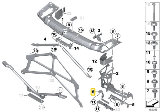 Bmw Oro Radiator Air Duct Bracket Bottom Left 2 F22 3 F30 F31 4 F32 F36 Originalus 51747389931