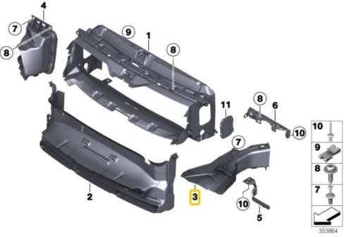 BMW Oro Vaizdo Šoninis Kairysis 3 F30 F31 51747396939 Originalus