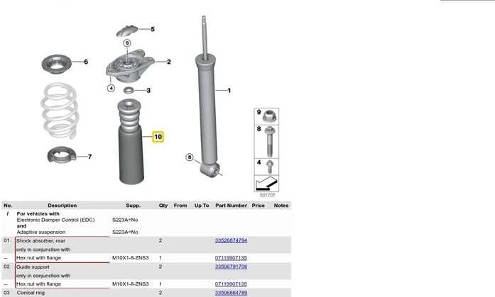 BMW Pagalbinis Amortizatorius Su Galiniu Apsauginiu Vamzdžiu F45 F48 Originalus 33536857468