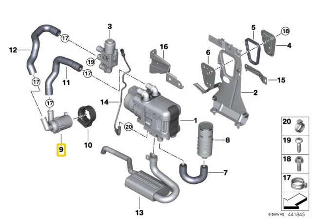 BMW Pagalbinis Šildytuvas Pumpa 5 G30 7 G11 Originalus 64129357983