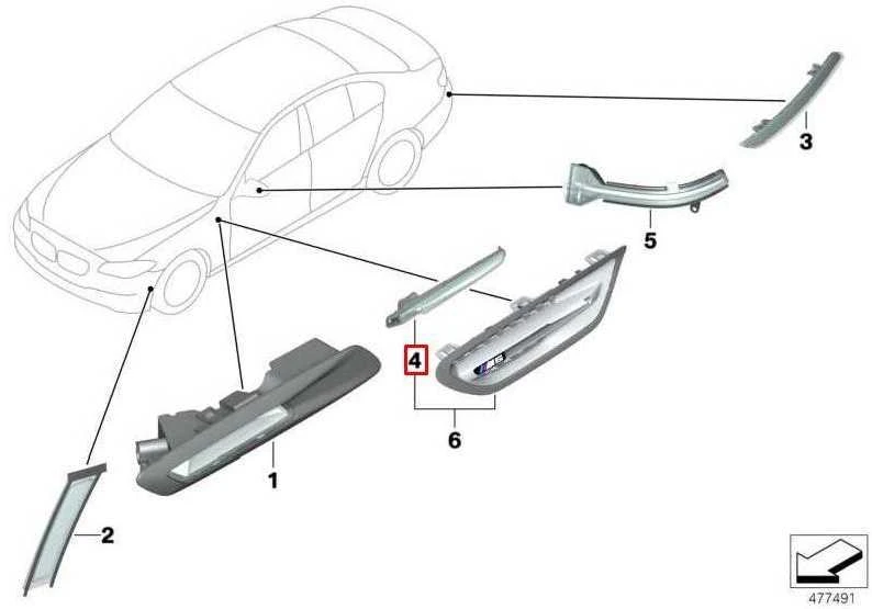 BMW Papildomas Posvyrio Žibintas Desinysis 51654805796