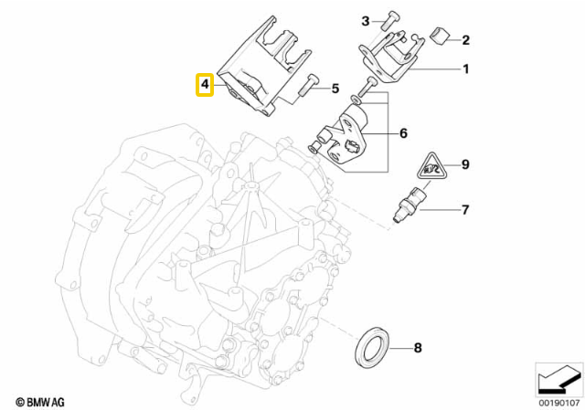 BMW Pavarų Peregimo Kabelio Tvirtinimo Šarnyras Originalus 23117509737