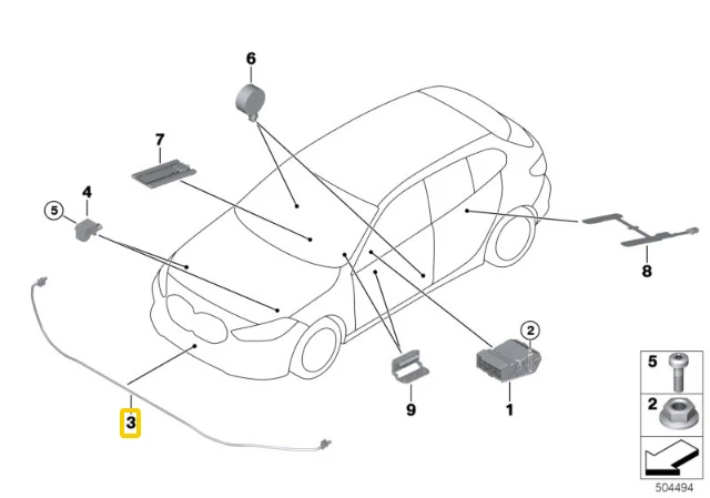 BMW Pedestrian Protection Pts Sensor F40 F44 G14 Originalus 65766997029