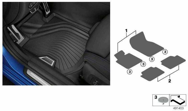 BMW priekiniai grindų kilimėliai "All Weather Rubber" G20 3 serijos 51472461170 Originalūs