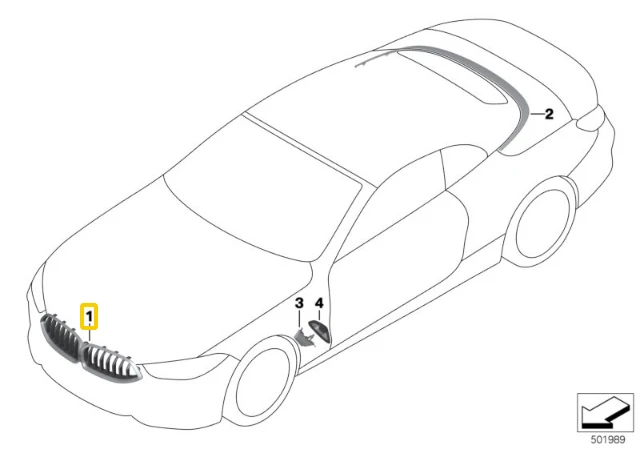 BMW priekiniai inkstų grotelių aukštas blizgesys šešėlinė linija 8 serija G14 G15 G16 51138080610