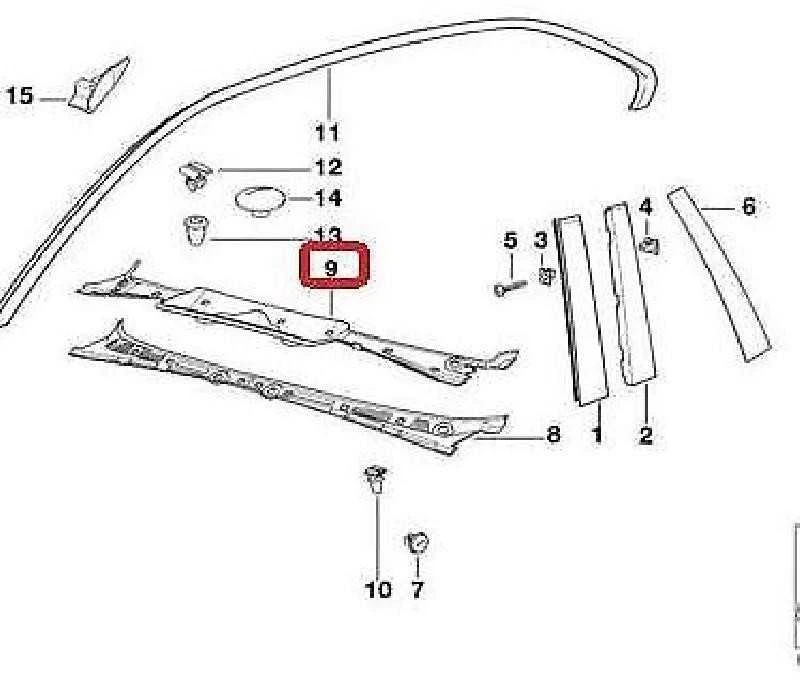 Bmw Priekinio Stiklo Apdailos Dangtis 3 E36 51711977678