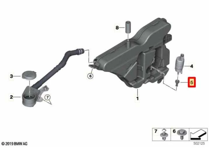 BMW priekinio stiklo plovimo siurblio filtras F40 F44 G20 G21 G29 Genuine 61669465516