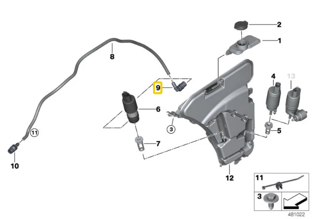 BMW Priekinio Žibinto Plovimo Žarnos Jungtis G30 F90 G31 Originalus 61677210627
