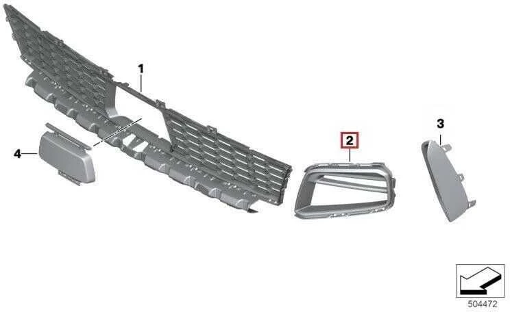 BMW priekinis bamperis Atviros grotelės Oro įsiurbimo anga kairėje 51118075333 GENUINE
