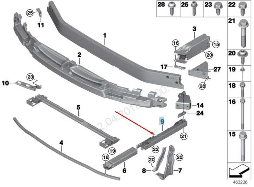 BMW Priekinis Bumperio Apatinis Kairysis Adapteris F45 F46 F48 F54 F60 Originalus 51117301603