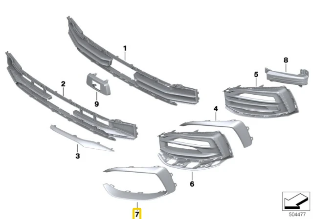 BMW Priekinis Bumperio Šoninis Grotelės Dekoras 1 F40 05 2018 12 2019 Originalus 51117475993