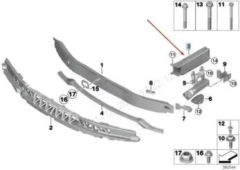 BMW Priekinis Dešinysis Deformacijos Elementas F34 F32 F33 F36 Originalus 51117289908