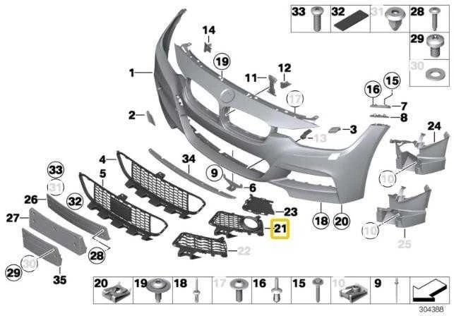 Bmw Priekinis Dešinysis Priešakinis Grillis F30 F31 Originalus 51118062632