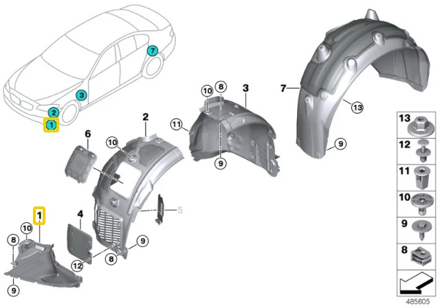 BMW Priekinis Dešinysis Šluotas Priekinis Apdangalas Originalus 51757340744