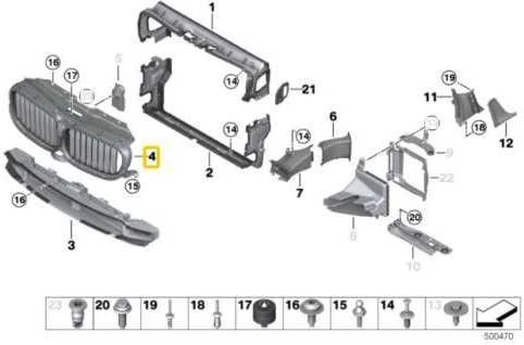 Bmw Priekinis Grotelės Poras G30 G31 51747497279 Originalus
