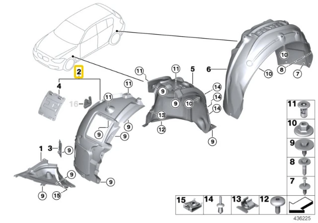 BMW Priekinis Kairys Galinio Rato Dėklas F20 F21 51717260709 Originalus 51717260709